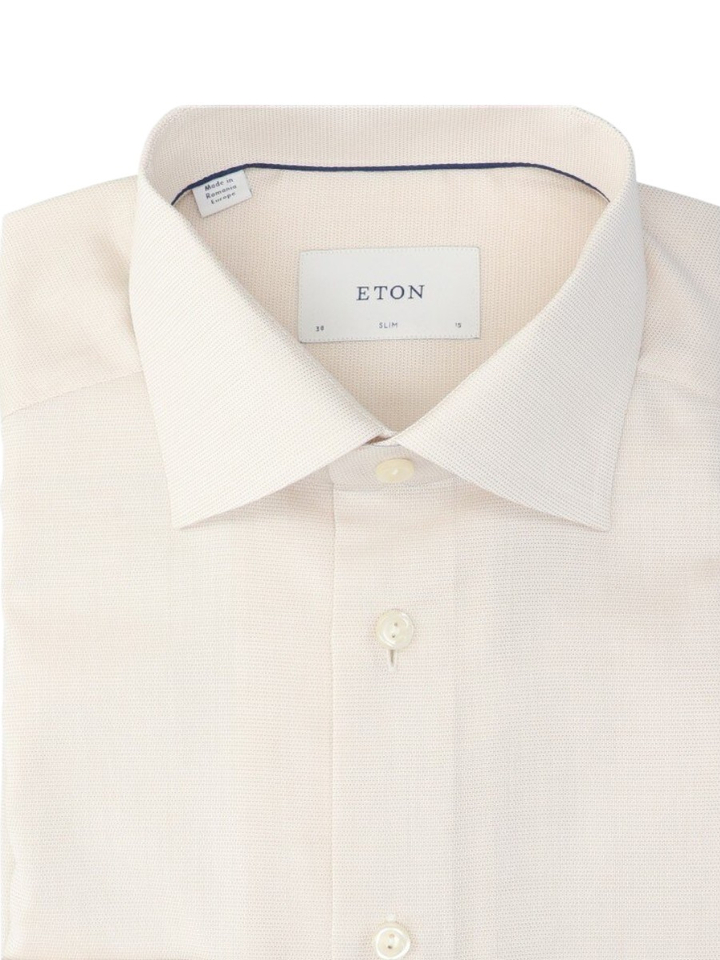 Ecru katoenen hemd (slim fit) met details en lange mouwen Eton 