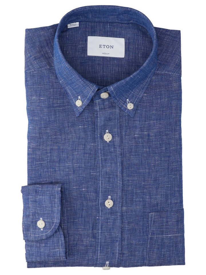 Jeanblauw katoenen hemd (regular fit) met lange mouwen Eton