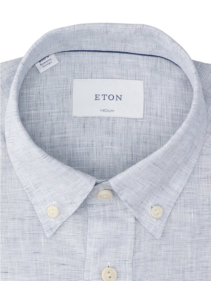 Lichtblauw linnen hemd (regular fit) met lange mouwen Eton 