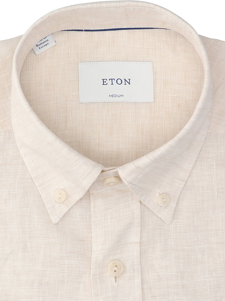 Geel linnen hemd (regular fit) met lange mouwen Eton