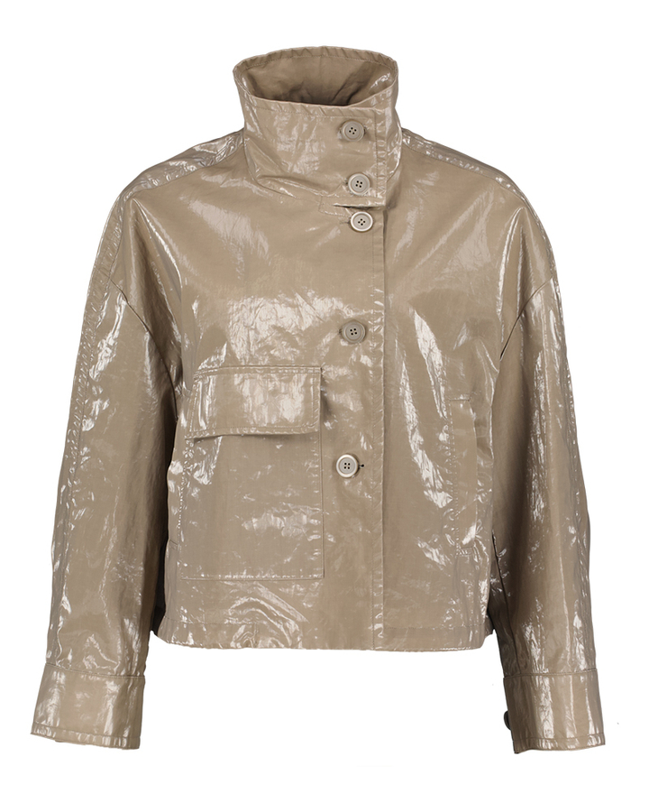 Bruine korte jas met opstaande kraag Alina Maratea Duno 