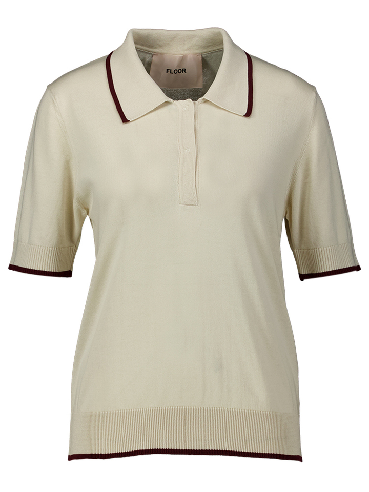 Ecru polo met bordeaux boord Floor