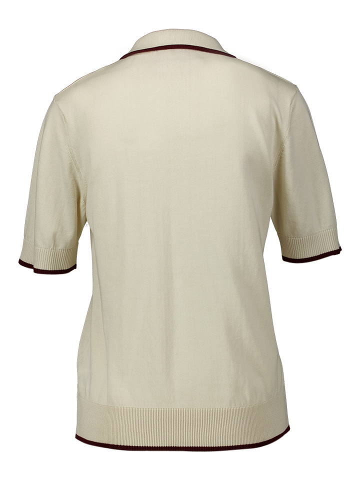 Ecru polo met bordeaux boord Floor
