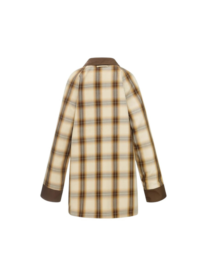 Beige halflange jas omkeerbaar met detail bruin Urbancode 