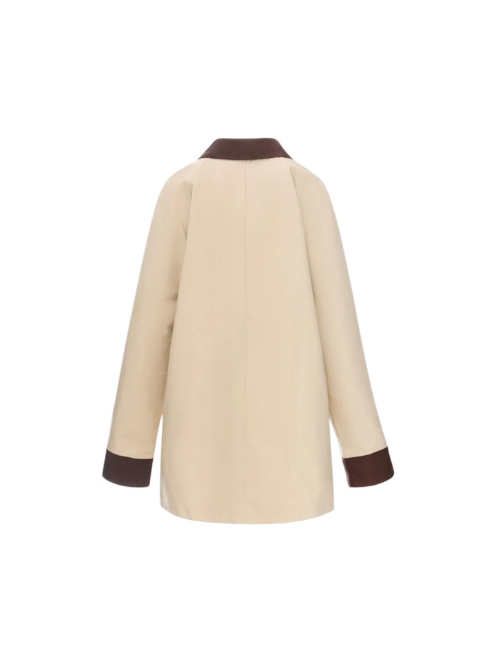 Beige halflange jas omkeerbaar met detail bruin Urbancode 