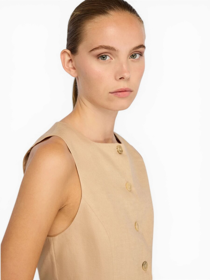 Beige linnen mouwloze gilet Semicouture 