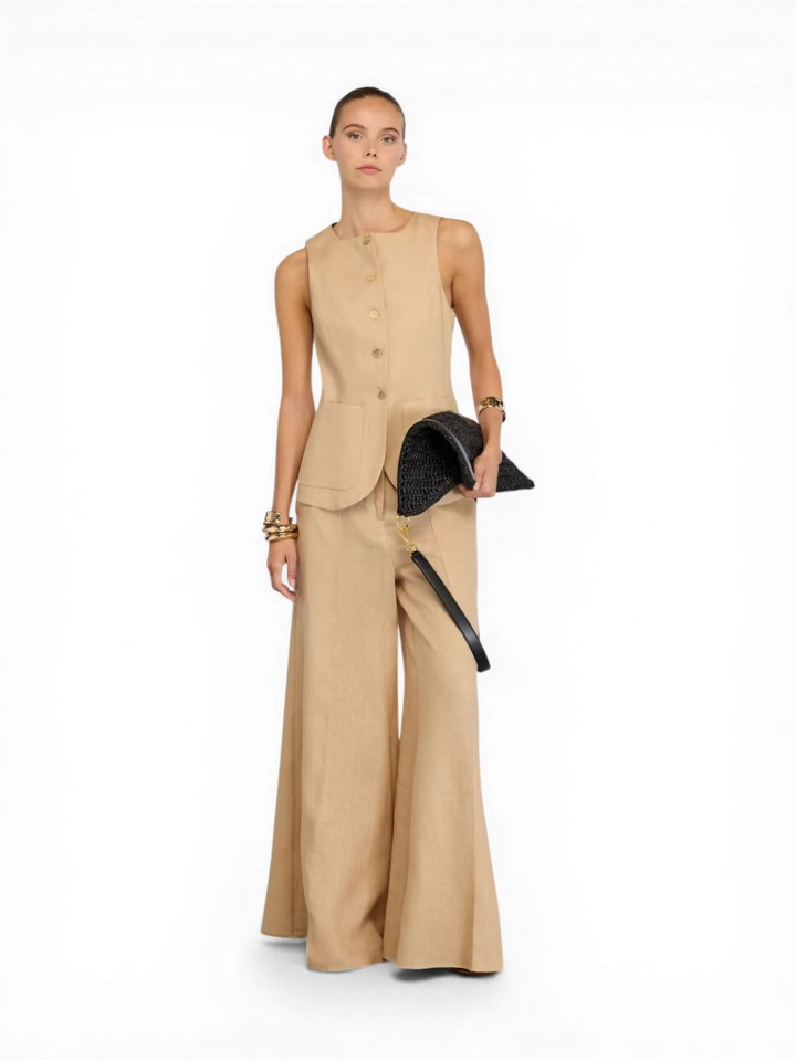 Beige linnen mouwloze gilet Semicouture 