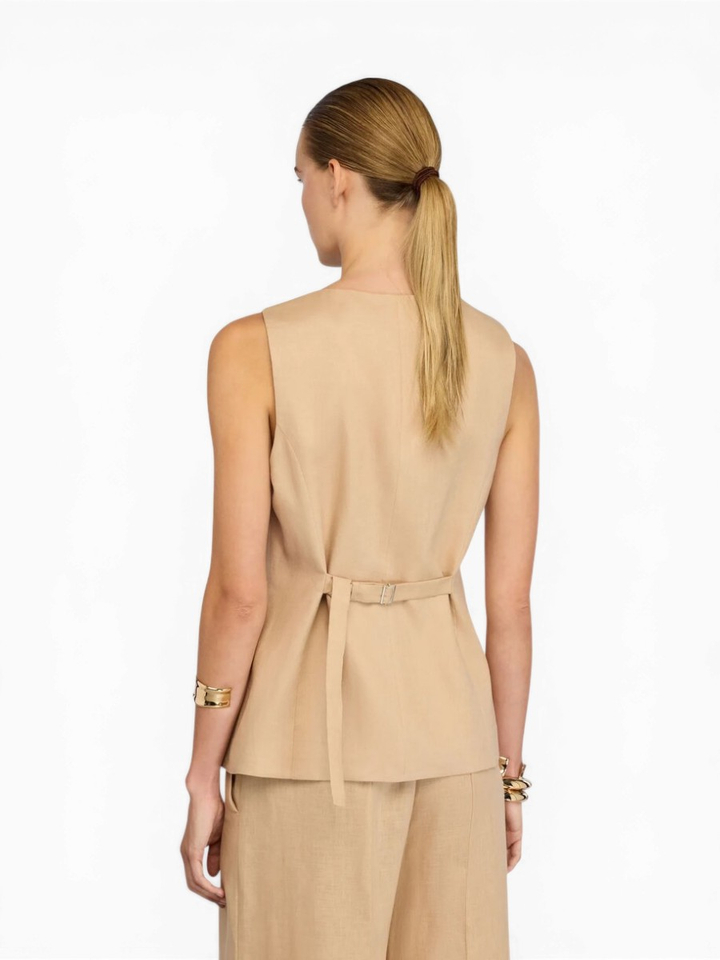 Beige linnen mouwloze gilet Semicouture 