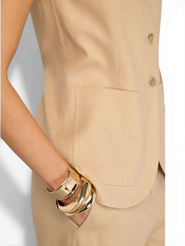 Beige linnen mouwloze gilet Semicouture 