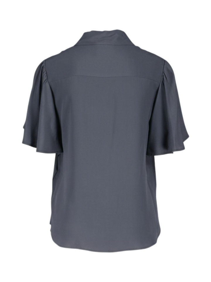 Donkerblauwe blouse met korte mouwen Semicouture