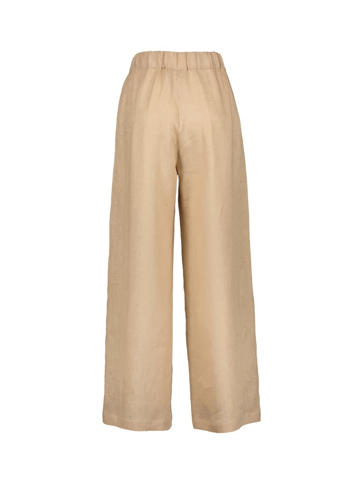 Beige linnen wijde broek met elastiek Semicouture 