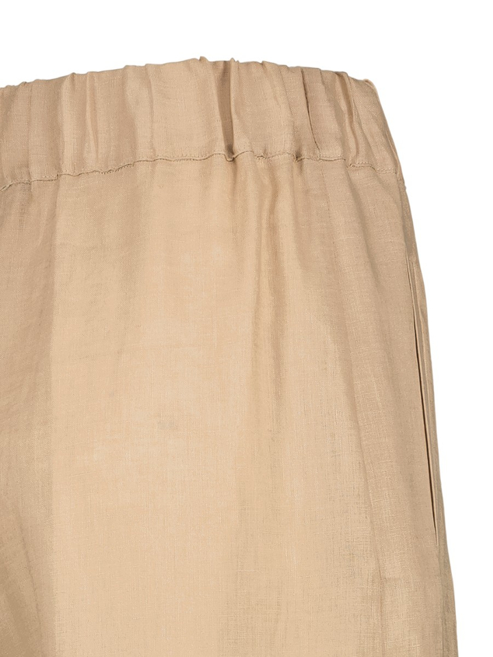Beige linnen wijde broek met elastiek Semicouture 