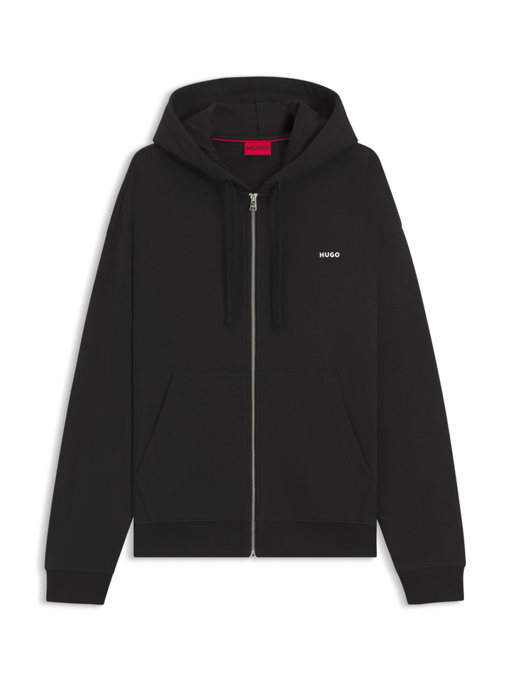 Zwarte katoenen hoodie met zilverkleurige rits Dapozip Hugo Boss