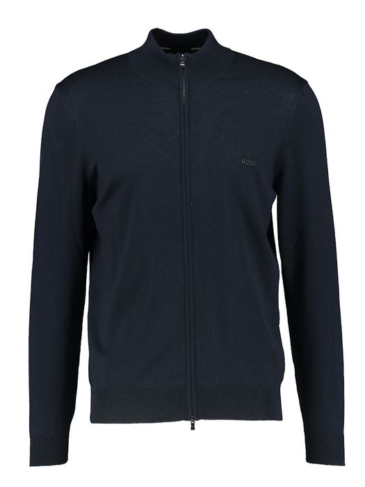 Donkerblauwe fijne trui in wol Hugo Boss