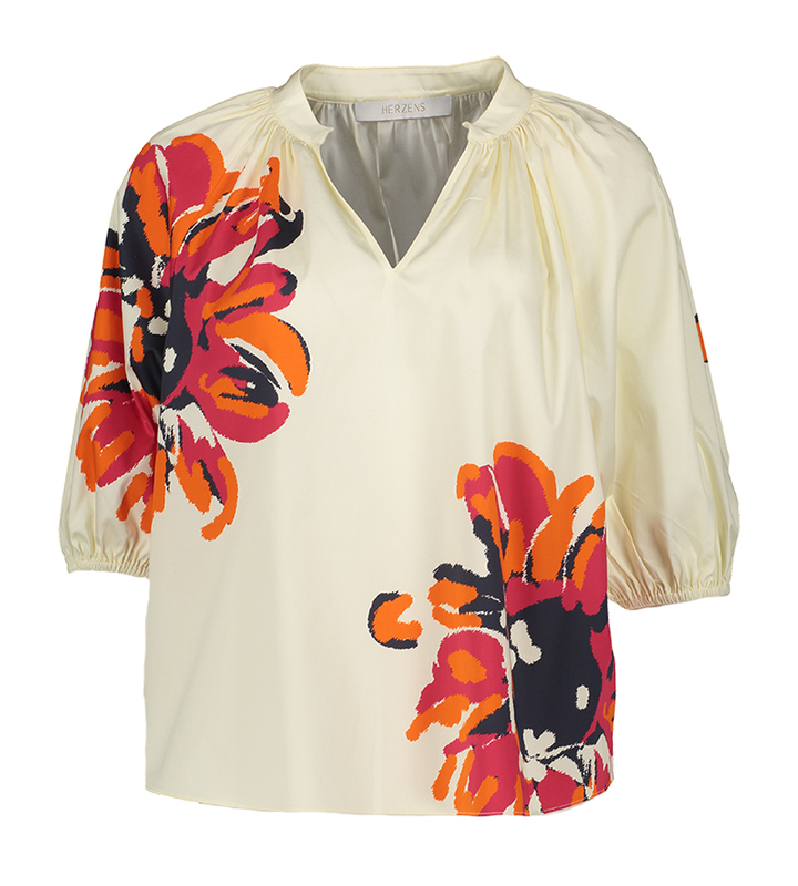 Ecru bloes met bloemenprint Herzen's 