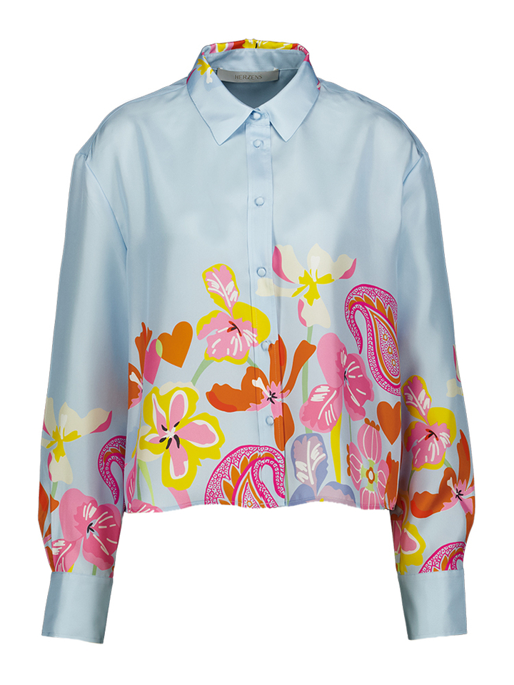 Blauwe bloes met bloemenprint Herzen's