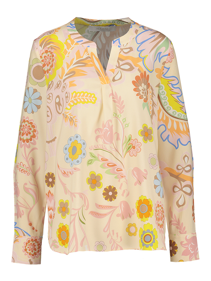 Roze blouse met bloemenprint Herzen's