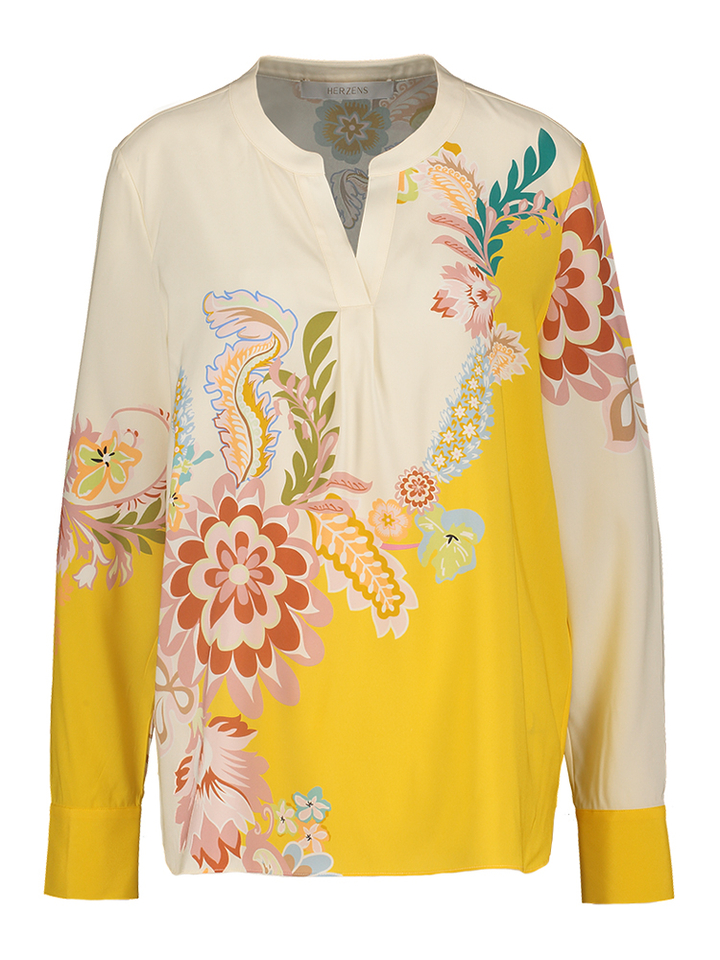 Ecru blouse met bloemenprint Herzen's