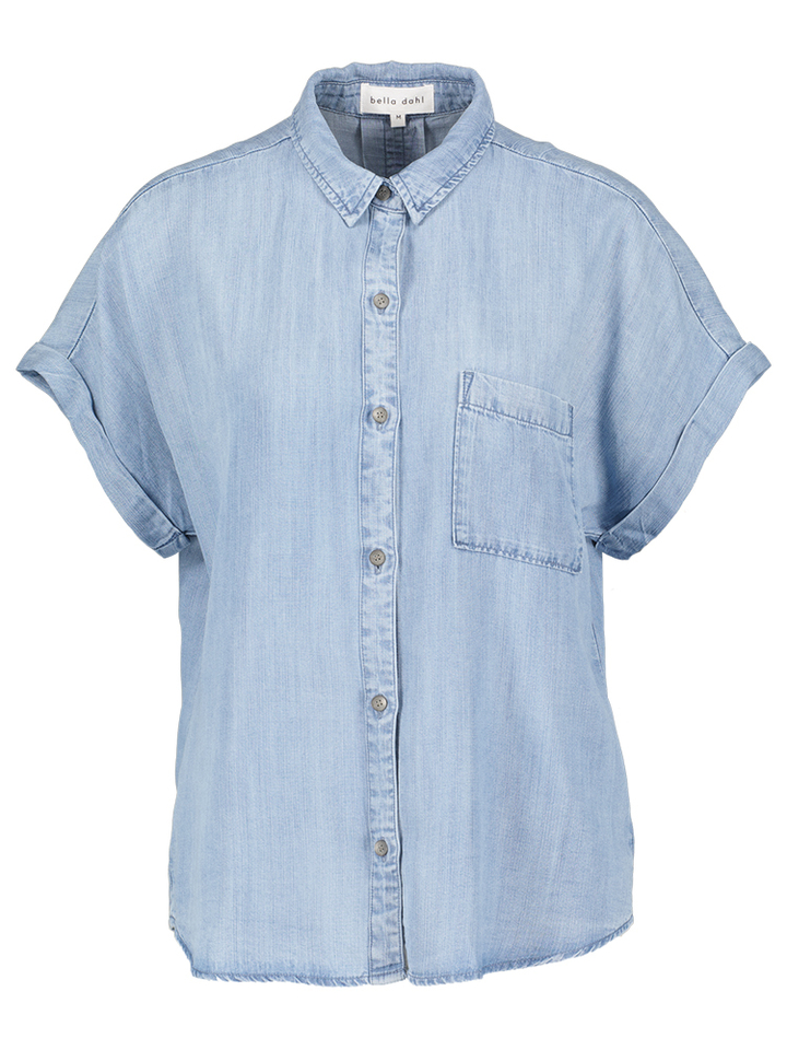 Blauwe soepelvallende bloes in jeanslook Bella Dahl