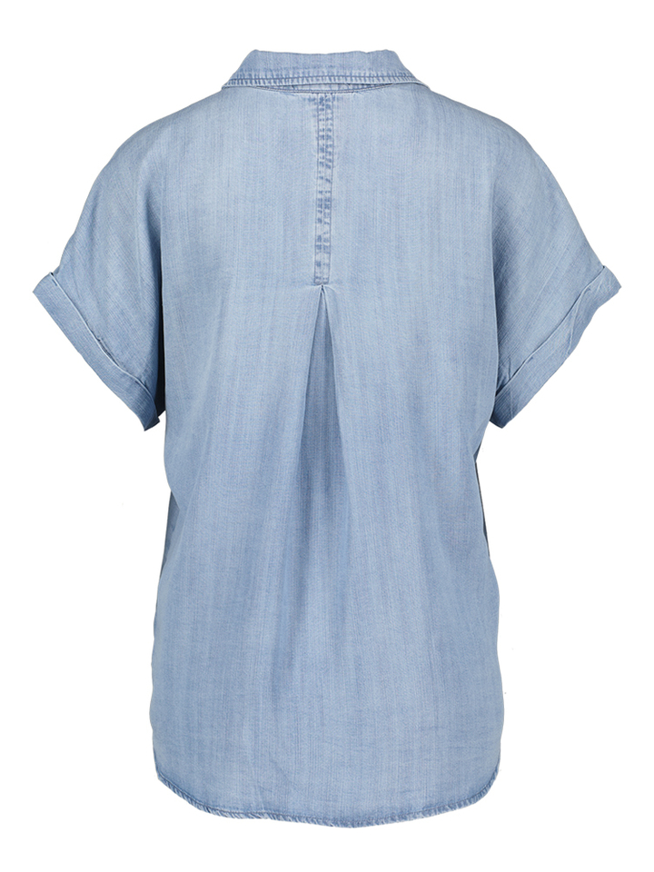 Blauwe soepelvallende bloes in jeanslook Bella Dahl
