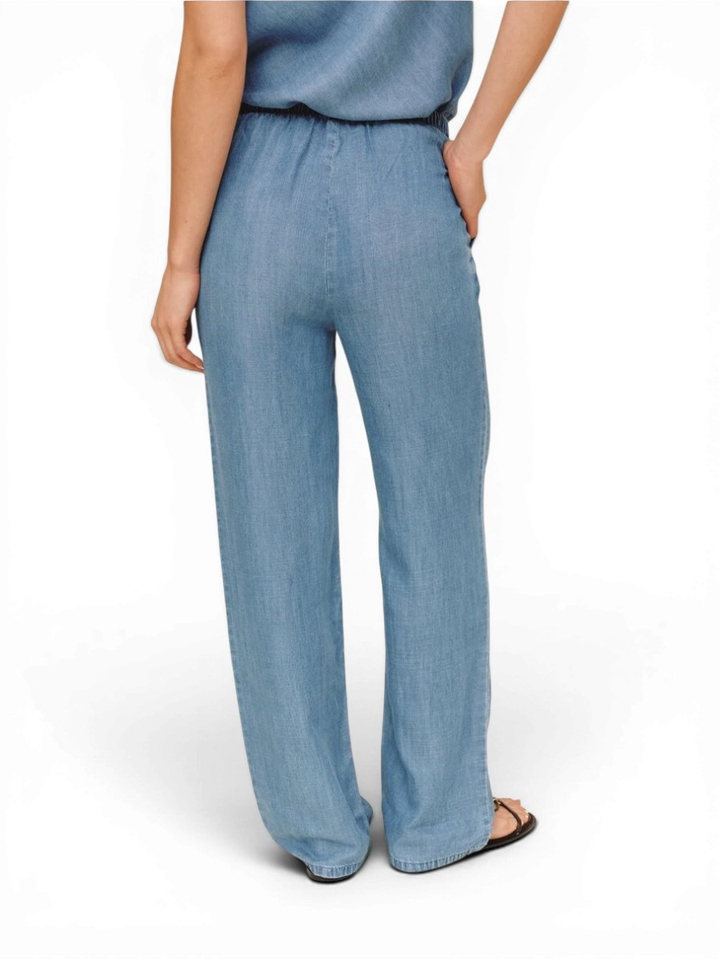 Blauwe losvallende broek in jeanslook Bella Dahl