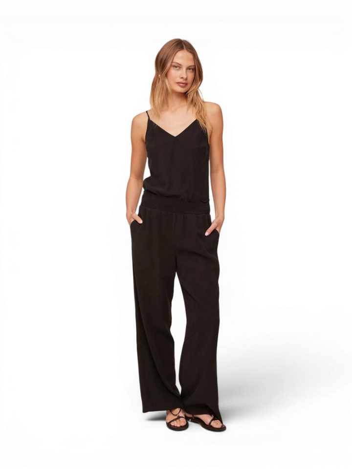 Zwarte soepelvallende broek met elastiek Bella Dahl 