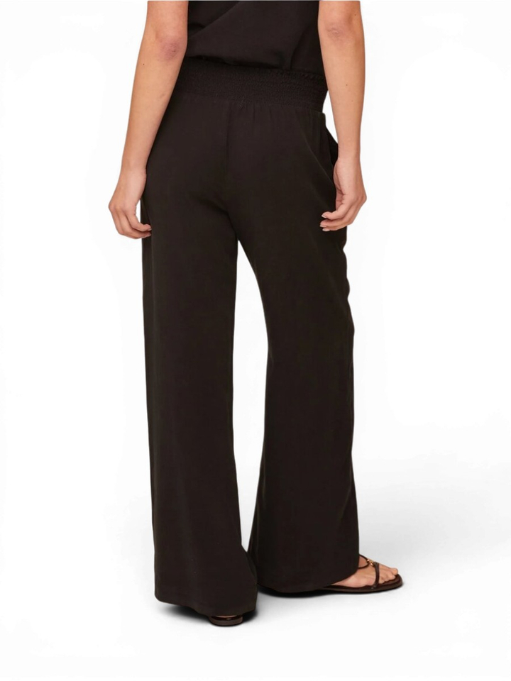Zwarte soepelvallende broek met elastiek Bella Dahl 