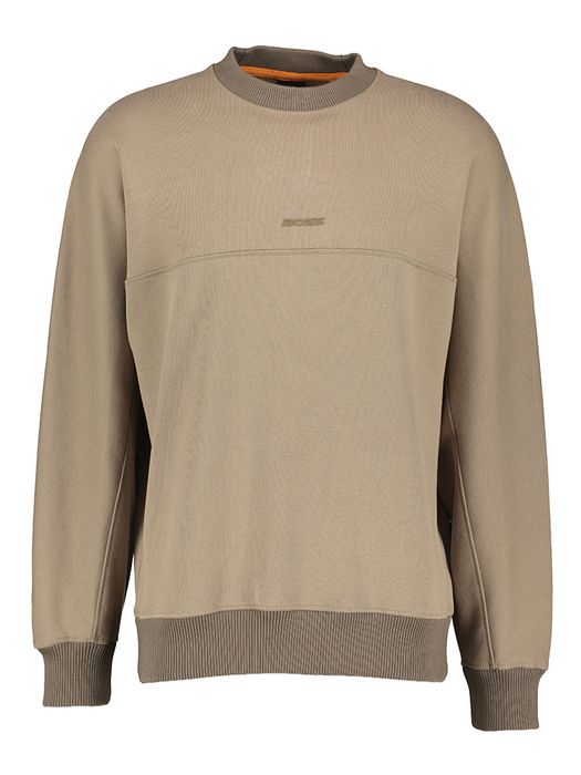Mokka kleurige sweater met ronde hals We Heavy Hugo Boss