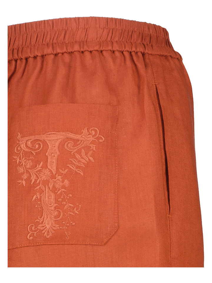 Roestkleurige broek met broderie detail Twinset Milano