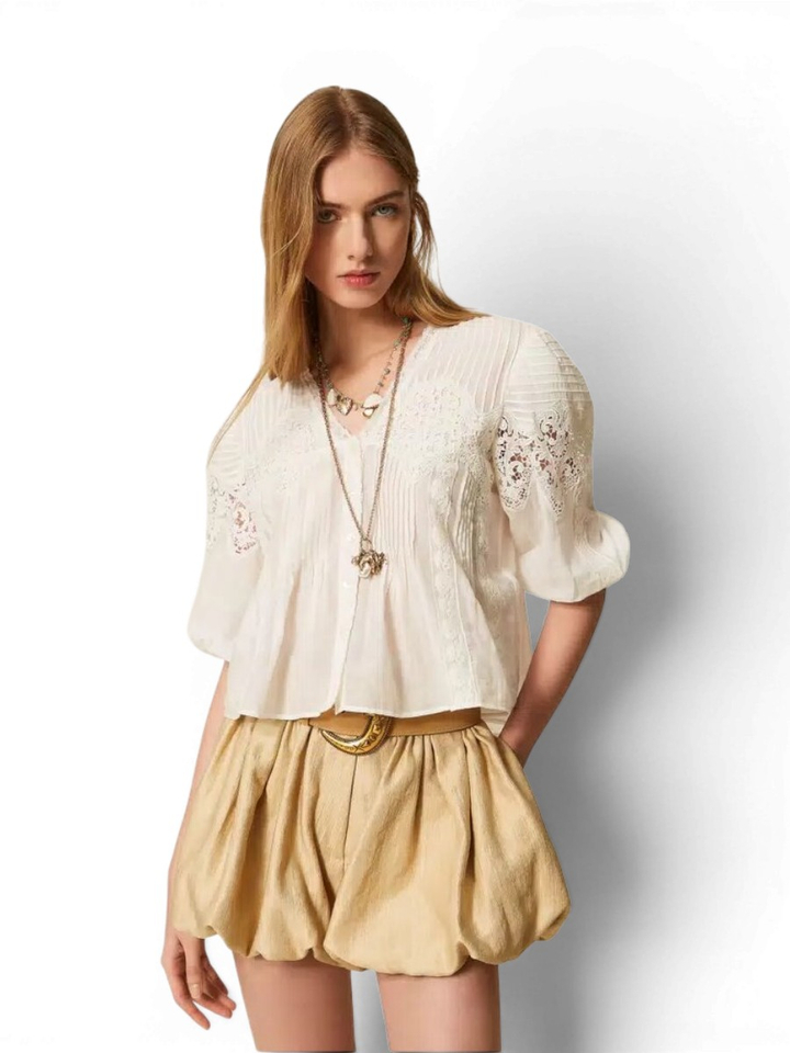 Witte bloes met kant Twinset 