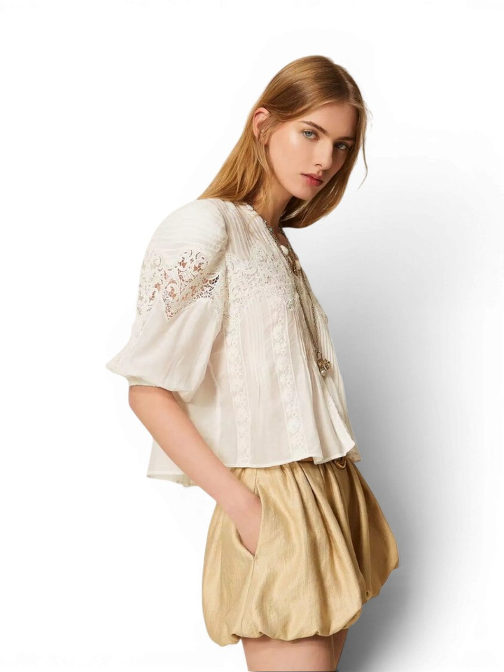 Witte bloes met kant Twinset 