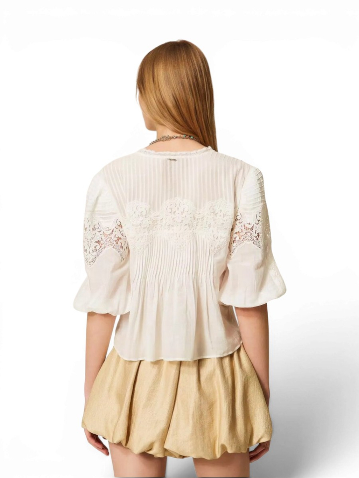 Witte bloes met kant Twinset 