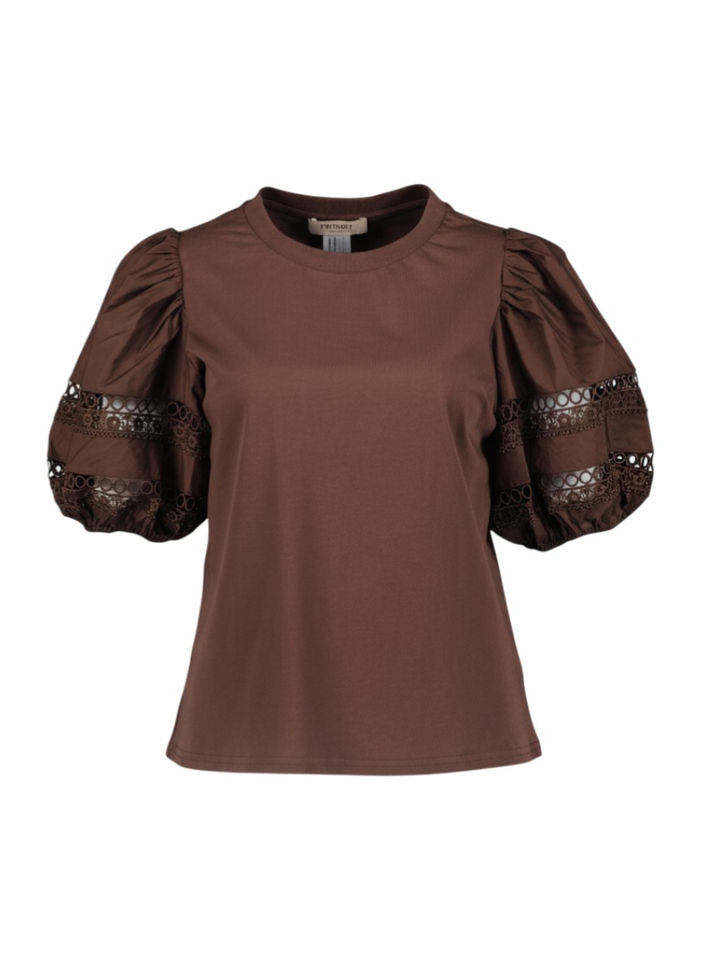 Bruine t-shirt met kant Twinset 