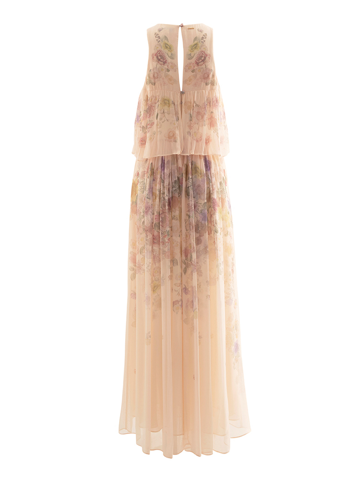 Lichtroze maxi-jurk in bloemenprint Twinset 