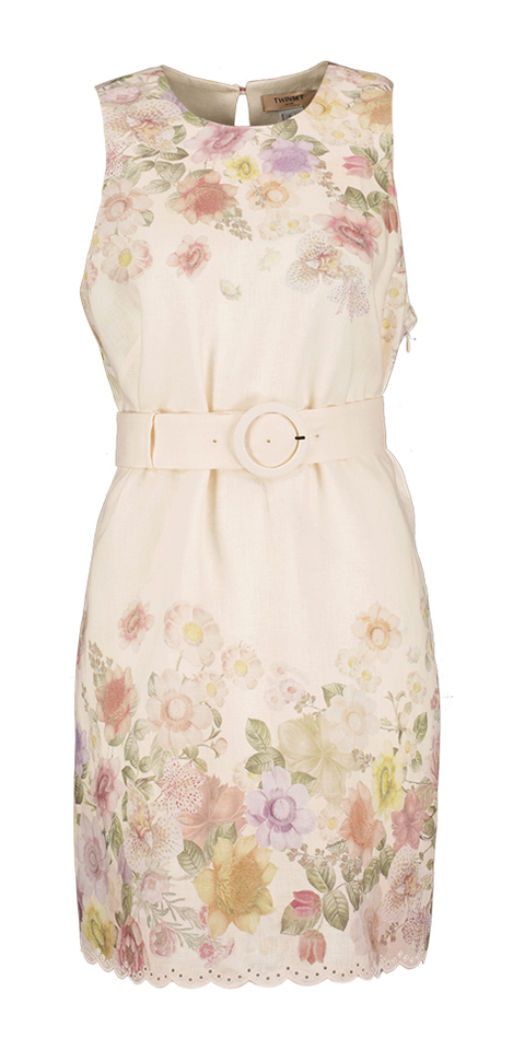 Linnen jurk in bloemenprint Twinset