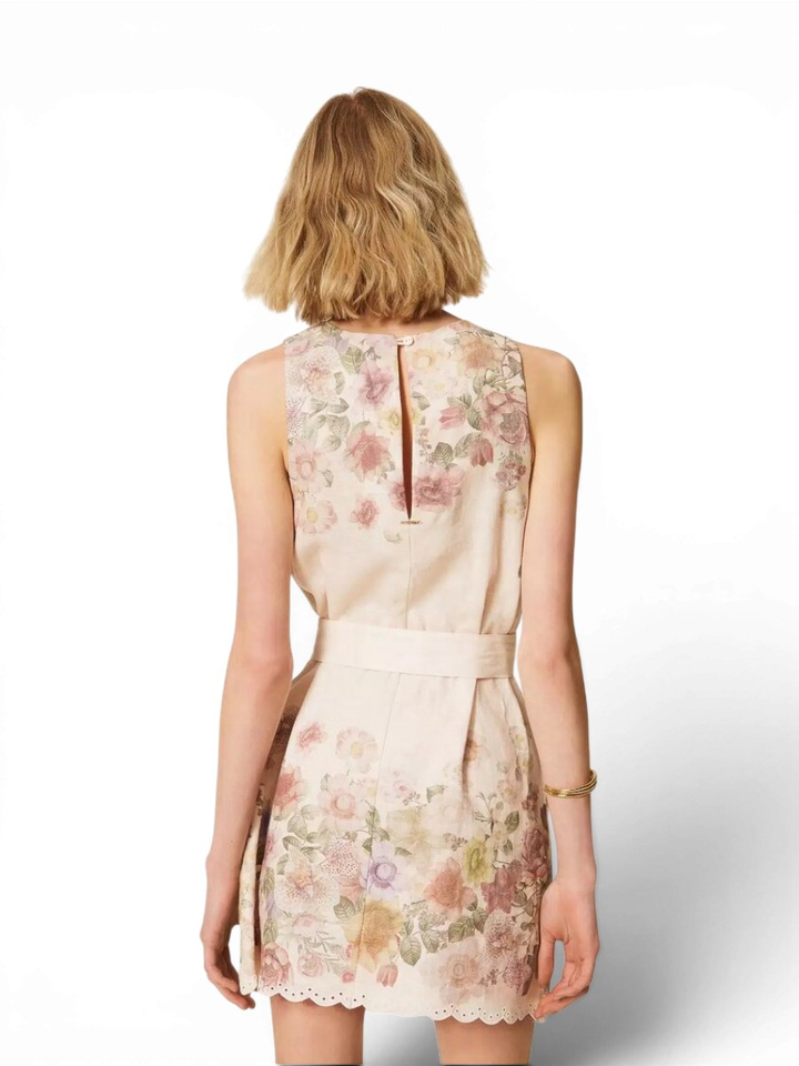 Linnen jurk in bloemenprint Twinset