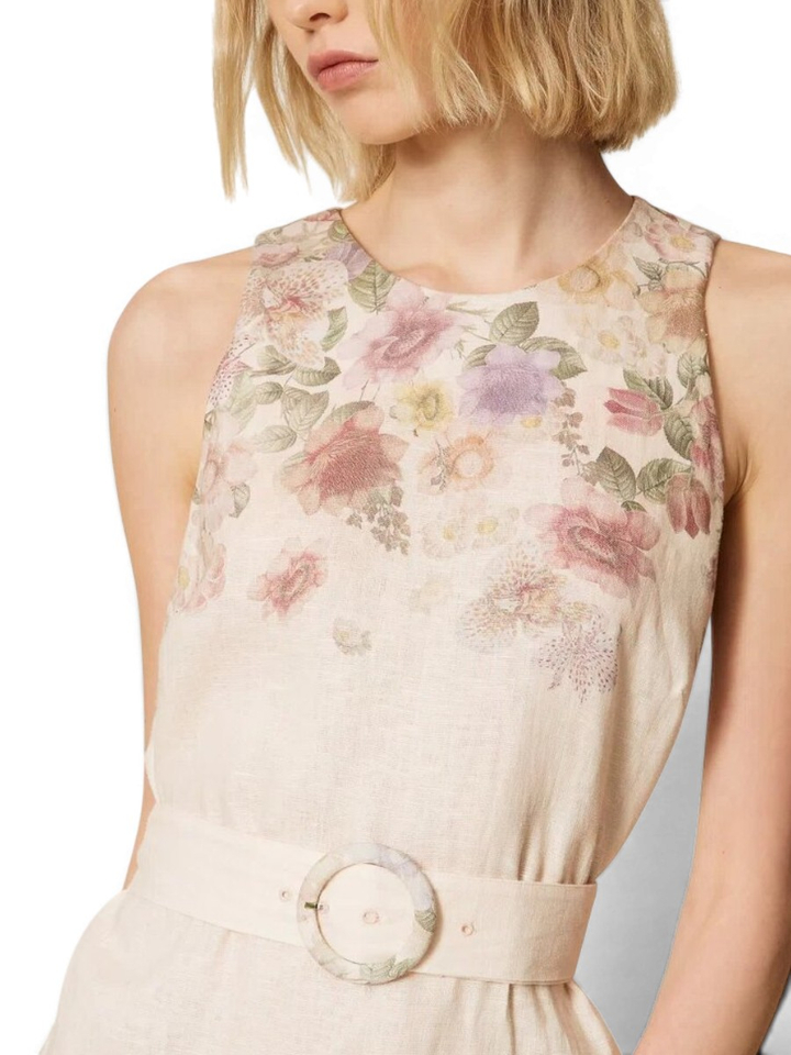 Linnen jurk in bloemenprint Twinset