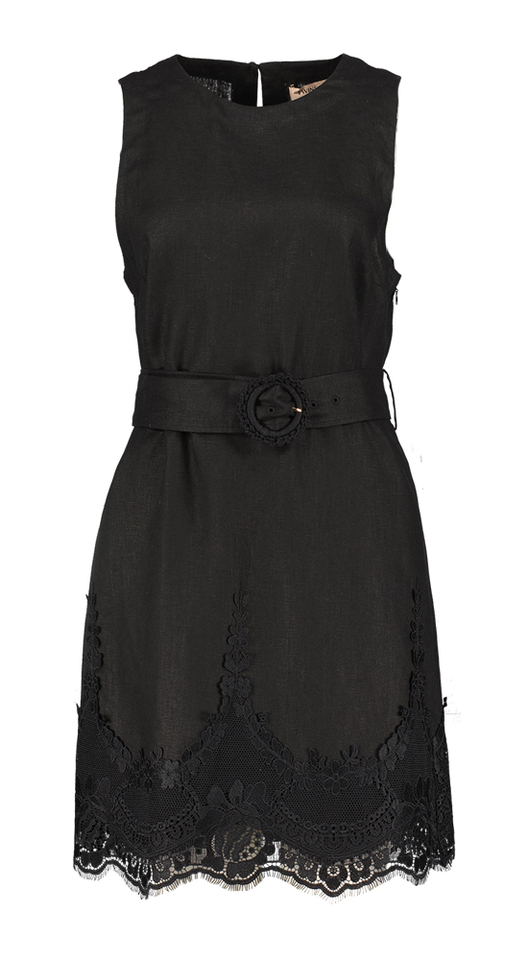 Zwarte jurk met kanten boord Tinwset 