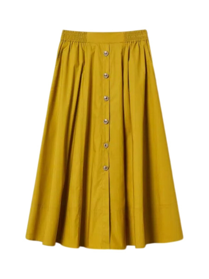 Groene halflange poplin rok met knopen Twinset 