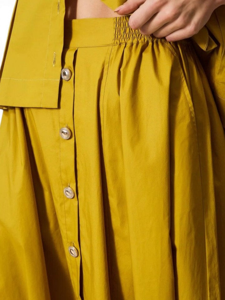 Groene halflange poplin rok met knopen Twinset 