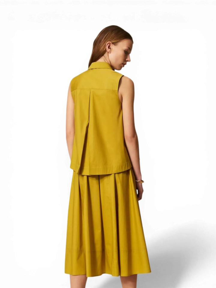 Groene halflange poplin rok met knopen Twinset 