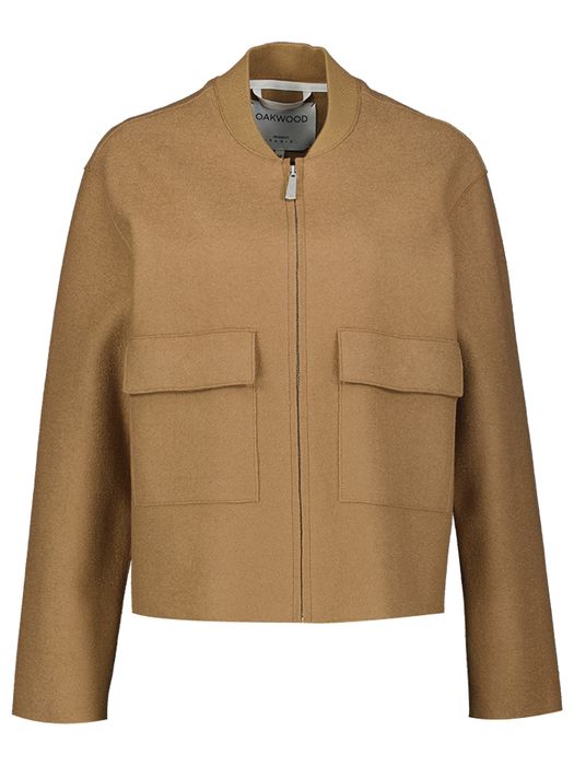 Camel kleurige wollen vest Stella Oakwood