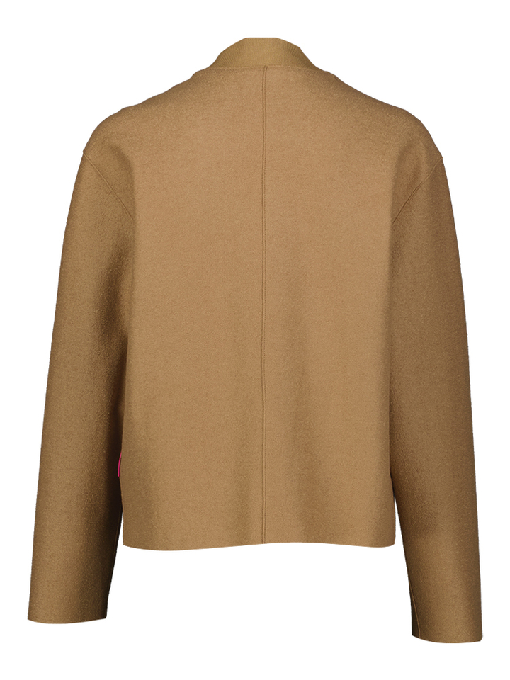 Camel kleurige wollen vest Stella Oakwood