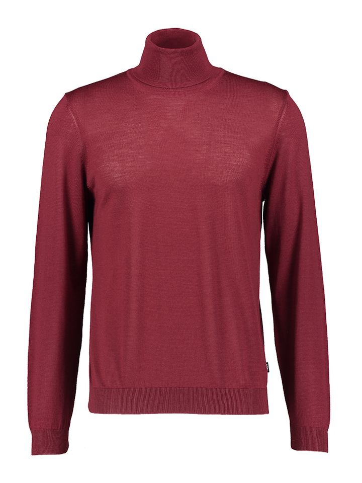 Bordeaux wollen pull met rolkraag Hugo Boss