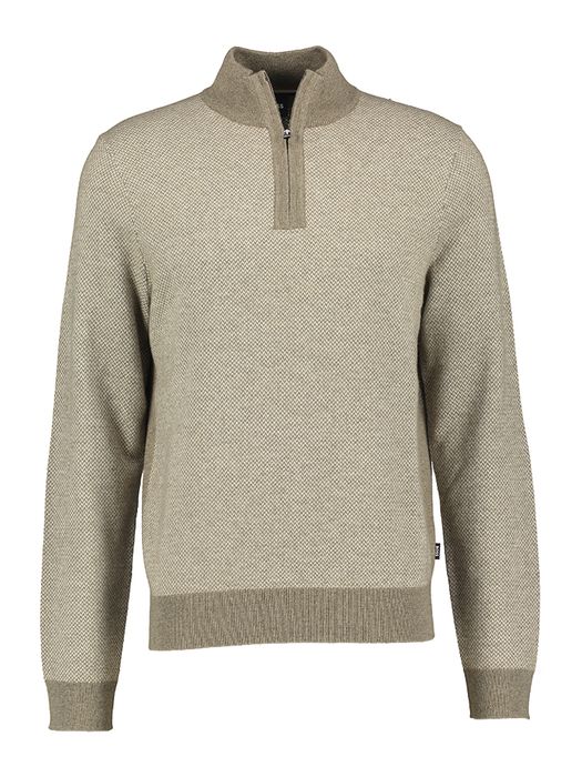 Kaki trui met motief en rits Hugo Boss