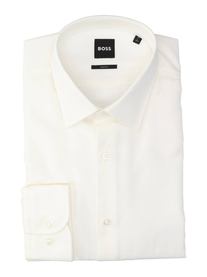 Vanille katoenen hemd (regular fit)  met details en lange mouwen Hugo Boss