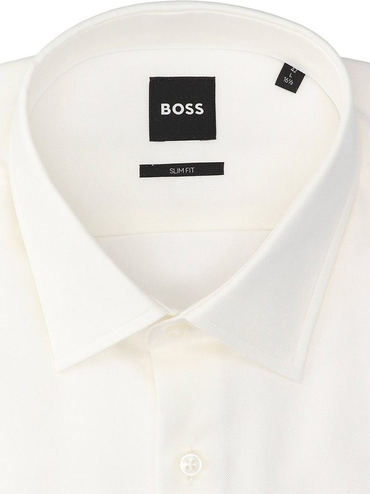 Vanille katoenen hemd (regular fit)  met details en lange mouwen Hugo Boss