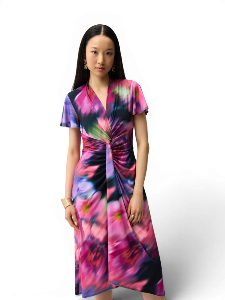 Multi-color jurk met v-hals Joseph Ribkoff