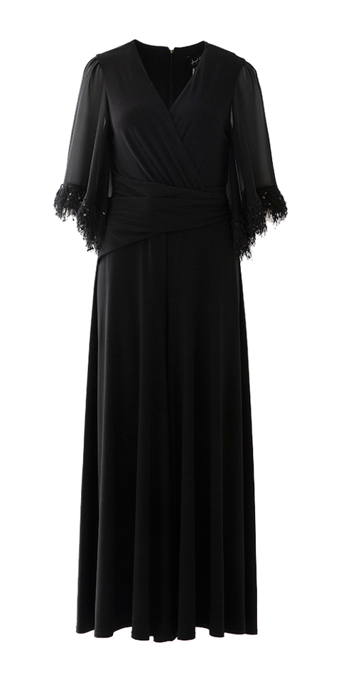 Zwarte jumpsuit met voile, fantasie aan de mouw Joseph Ribkoff
