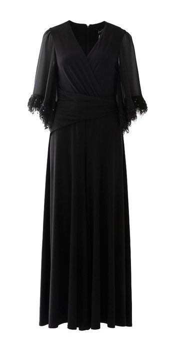 Zwarte jumpsuit met voile, fantasie aan de mouw Joseph Ribkoff